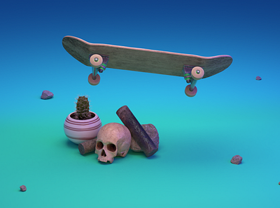 0001 - Keep Pushing Series - 0001 3d 3dillustration abstract animation blender branding cycles design grunge illustration logo motion design motion graphics skateboard skull street styleframe ui ux vector
