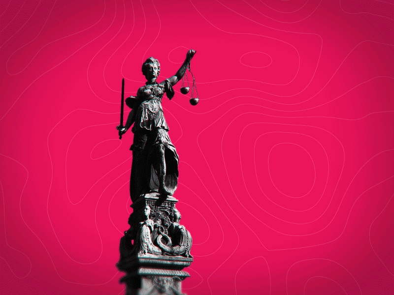Glitching the justice 2d animation aftereffects animation glitch illustration justice lawyer motion design motion graphics statue