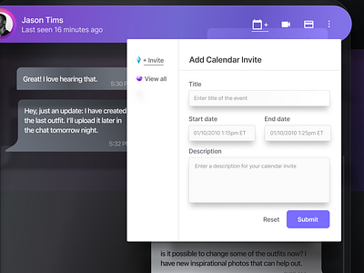 Calendar Invite Minimal Popover