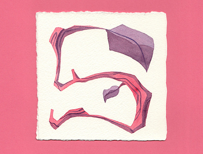 Letter S art design illustration leaf leaves letter paint painting paper pink plant plant illustration plants traditional art type art typedesign typography watercolor watercolors