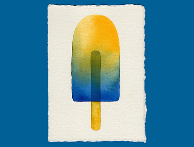 Popsicle blue color green ice illustration painting popsicle sticker traditional art watercolor watercolor art watercolor painting yellow
