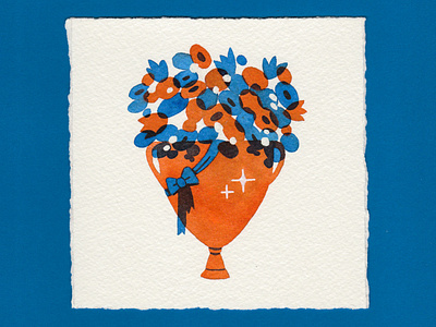 Prize blue design design art flowers illustration orange painting prize ribbon traditional art trophy watercolor watercolor art