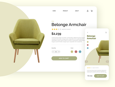 Daily UI - 012 Single Product app chair dailyui dailyui012 design ecommerce flat furniture green shop ui ux web