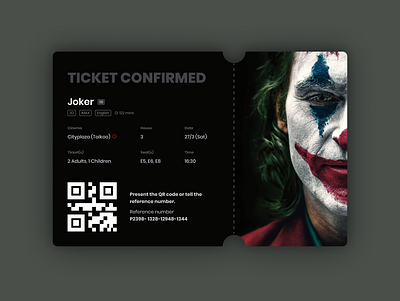 Daily UI - 017 Email Receipt app dailyui dailyui017 dailyuichallenge dark design email receipt joker movie ticket ui ux
