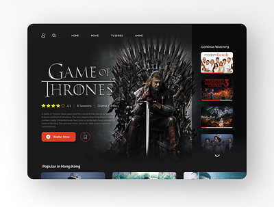 Daily UI - 025 TV app app black dailyui dailyuichallenge dark design game of thrones got movie play screening trailer tv tv app ui ux