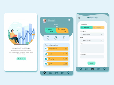 Income, Expense and Budget Manager App mobiledesign ui uidesign
