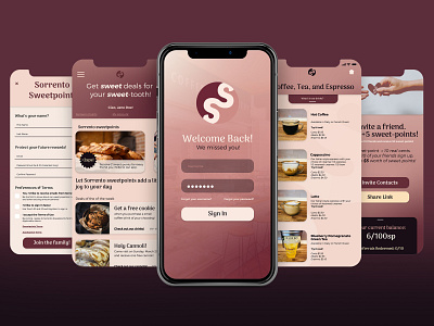 Sorrento Sweets Rewards App app app design branding icon ui ux web