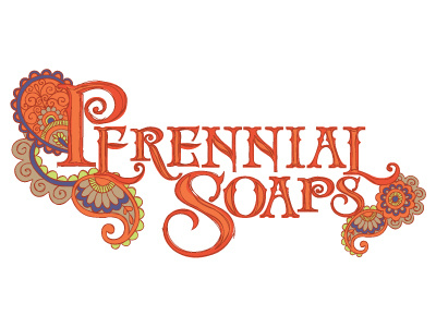 Perennial Soaps etsy hand lettered hippie orange paisley scented soap soaps