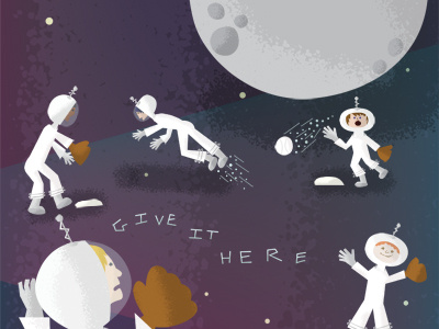 Illustration Friday - Space astronaut ball baseball bat galaxy mit rocket space space ship