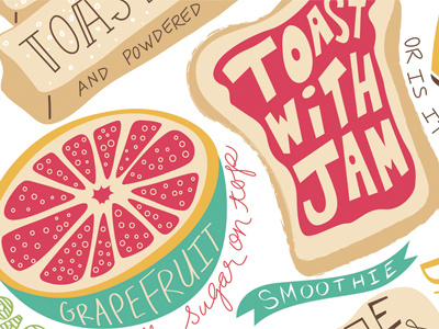 Breakfast Is Best breakfast food french toast grapefruit illustration jam jelly placemat toast