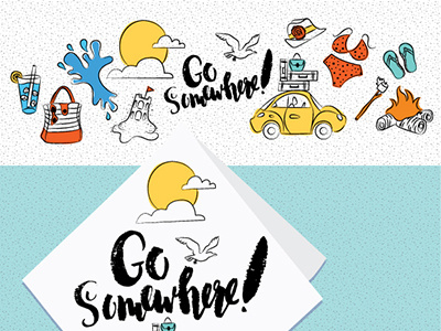 Go Somewhere beach beetle digital global talent search 2016 handlettering illustration road trip sketch slug bug summer travel vw