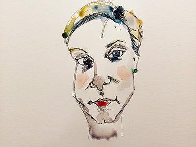 Awkward Self Portrait No. 1 art design paint portrait selfportrait watercolor watercolorportrait watercolour woman