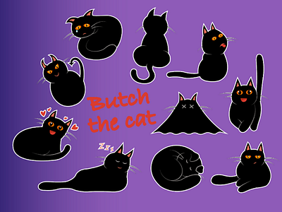 Meet! My cat Butch stickers cat illustration