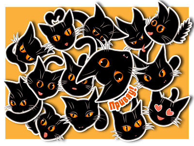 Sticker pack for social networks "Butch the Cat" cat character illustraion stickers