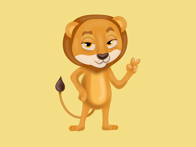 Funny cartoon lion character
