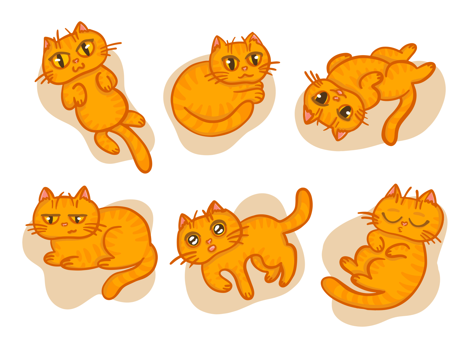 set of funny ginger cats by Victoria Hrinchenko on Dribbble