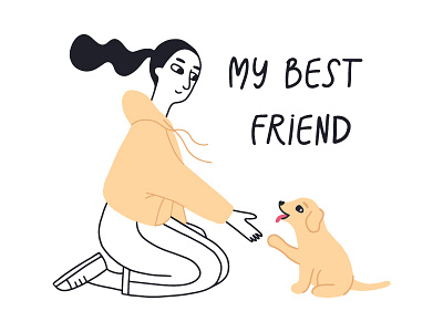 My best friend art character design girl graphic design illustration labrador owner pet puppy