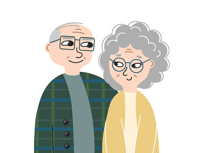 Elderly couple art cartoon character concept design family flat friendship grandma grandparents graphic design happy illustration love people portrait retirement senior couple smiling vector