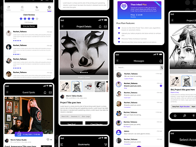Social Platform for Tattoo Business app appdesigner design mobile ui mobileappdesign ui uiuxdesign web website website design