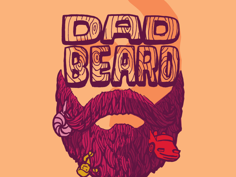 Dad Beard Logo woodgrain hand lettering handdrawn logo lego lolli sucker toy car beard dad