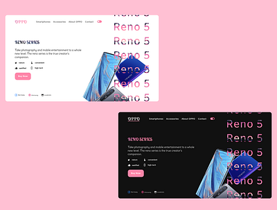 Reno5 OPPO Light/Dark Mode Landing Page Practice @figma @khoica @uiuxdesign @webdesign