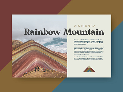 Rainbow Mountain branding card design grid icon layout logo mountain muted peru rainbow rainbow mountain stripes typography vacation vector web
