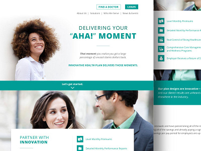 "AHA!" Moment doctor happy health healthcare monochromatic one page scrolling web design website