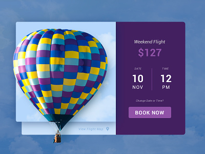 Hot Air Balloon Ride adventure booking card clouds hot air balloon pricing ride screen sky time ui web