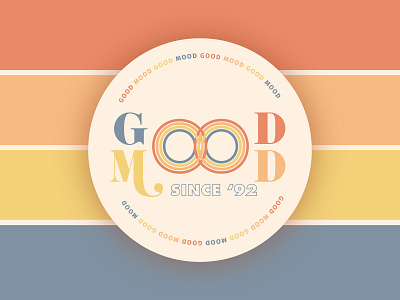 GOOD MOOD since '92 circle coaster good mood good vibes mood primaries retro stripes typogrpahy