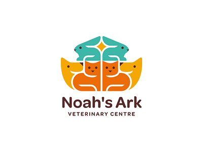 Noah's Ark animal ark branding care cat cute dog logo love noah pet rabbit star symmetry