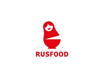 Rusfood bowl branding food kitchen logo matryoshka russian smile