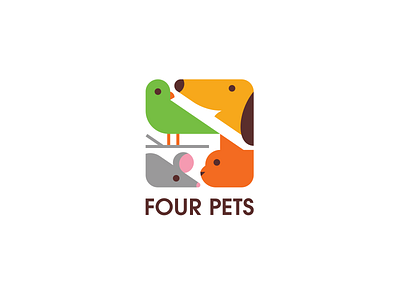 Four Pets bird cat dog logo mouse pet