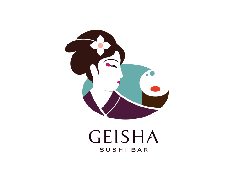 Geisha japan flower wave sushi roll geisha nikita lebedev logo ru-ferret ferrethills