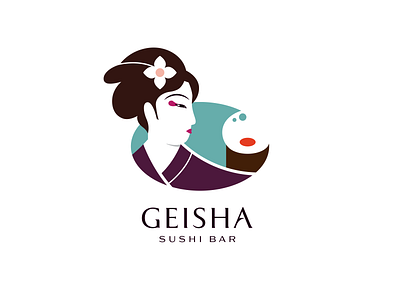 Geisha ferrethills flower geisha japan logo nikita lebedev roll ru ferret sushi wave