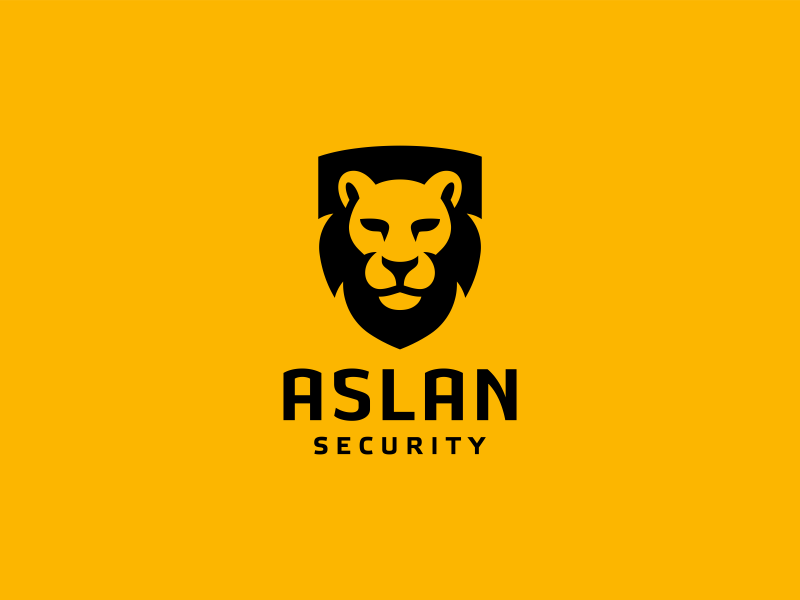 Aslan security logo branding lion shield illustraion
