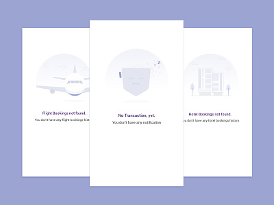 Empty State UI Concept clean design empty ui design flight booking not found hotel booking not found light theme minimal color no transition empty design sketch