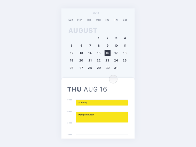 Calendar - Slide Up (Part 1) animation calendar calendar ui interaction interface mobile ui ux ux animation