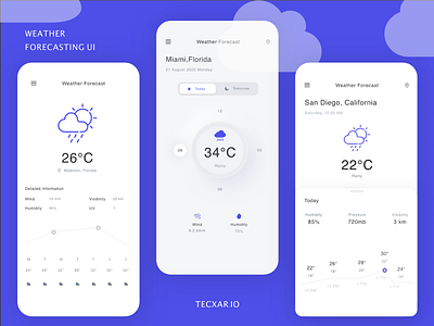 Weather App UI adobe xd clean creative design design illustration minimal typography ui uiux ux weather app