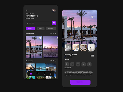 Hotel booking App with Dark Theme