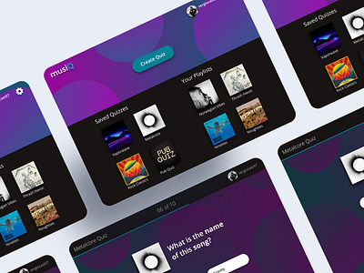MusiQ - Music Quizzes app design spotify web