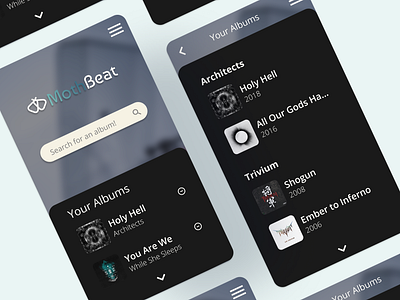 MothBeat App android android app cd design music ui ui design user interface vinyl