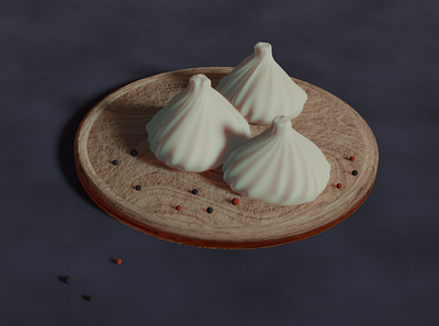 Khinkali 3d 3d art blender cuisine dinner dish food georgia khinkali menu plate restourant taste tasty