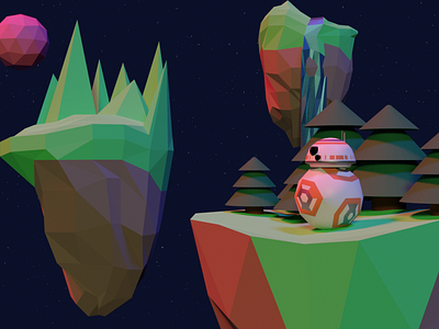 Low poly droid world