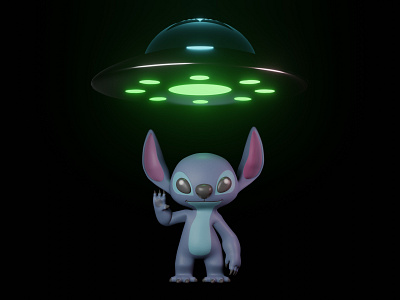 Stitch character fan art 3d 3d art alien blender blender3d dark disney disney character illustration lilo and stitch stitch stitch character ufo