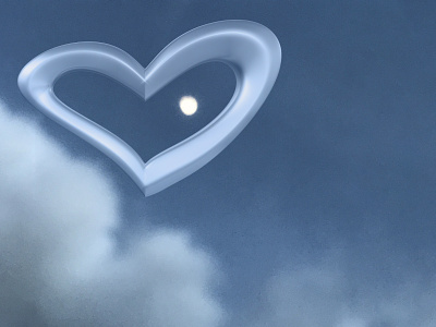 Heart in the sky 14 february 3d 3d art blender blender3d blue blue sky clouds heart love moon moonlight pearl postcard romance romantic sky valentine