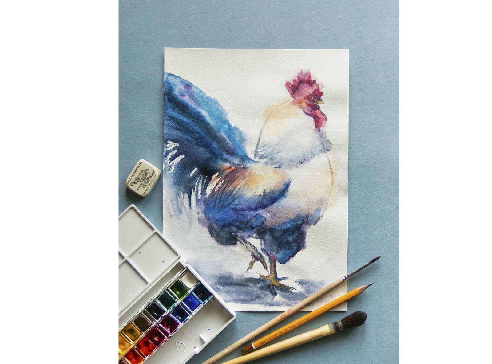 Rooster watercolor by Olga on Dribbble