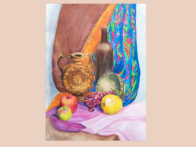 Still life watercolor freehand drawing illustration picture still life watercolor