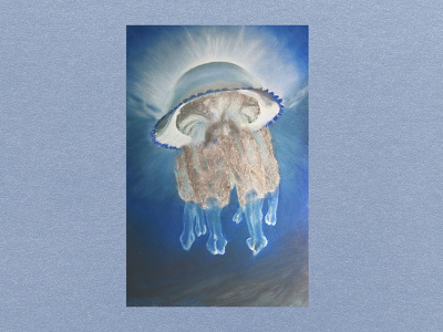 Jellyfish drawing with pastels