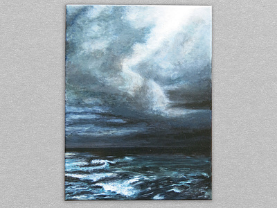 Thunderstorm at sea freehand drawing illustration nature ocean picture scenery sea sky storm water