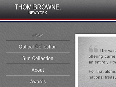 Thom Browne Eyewear - Home Page/Main Menu eyewear home page navigation thom browne